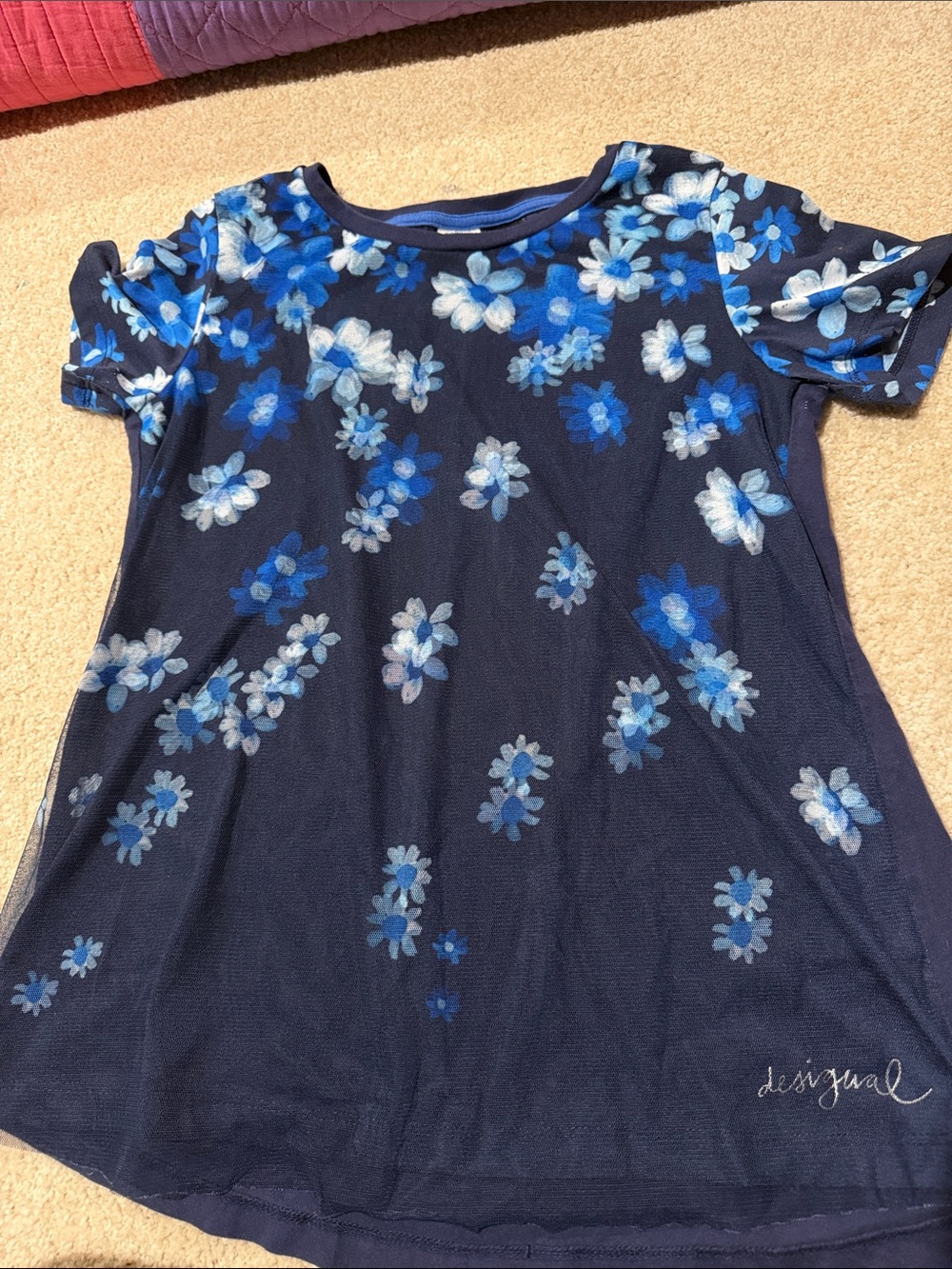 Desigual Navy Blue Floral Tee